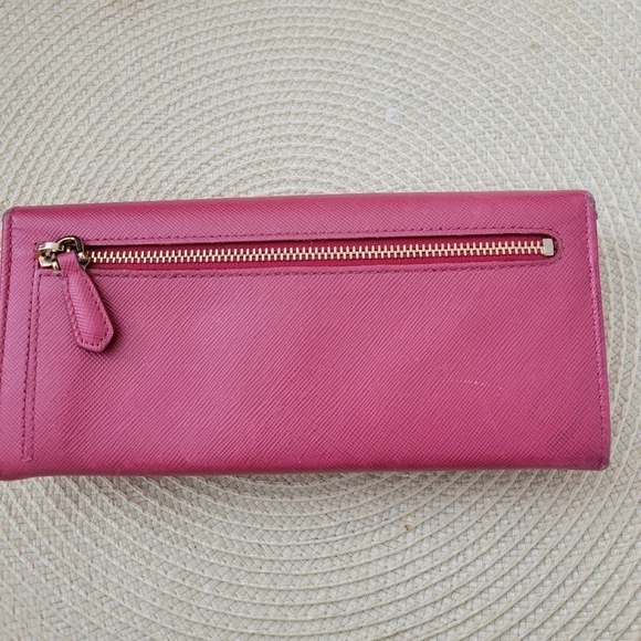 Prada Saffiano Fiocco Leather Bow Continental Flap Wallet Pink Peonia - Picture 7 of 14